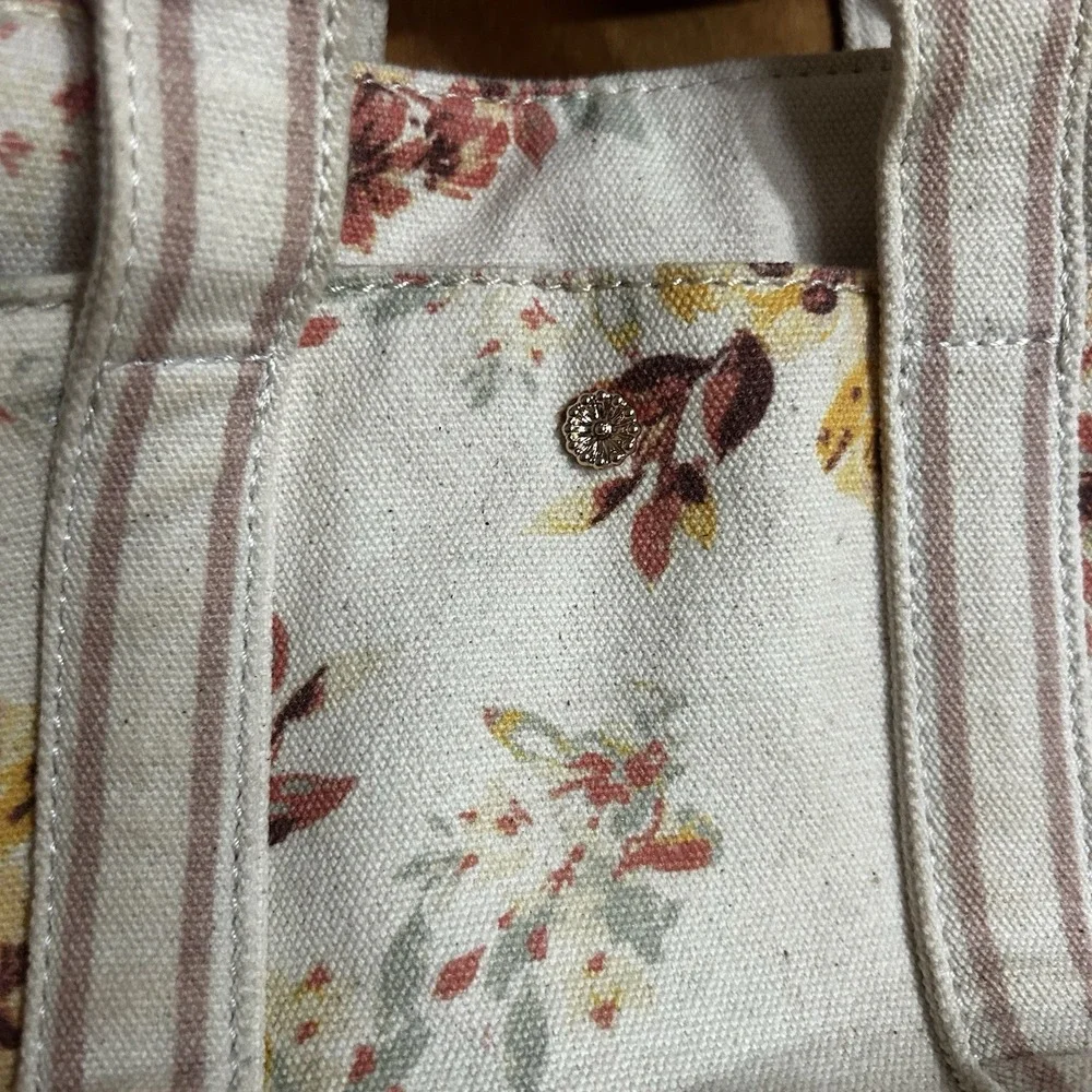 LC‎ LAUREN CONRAD Cream Floral Women's Handbag Purse Adjustable Strap